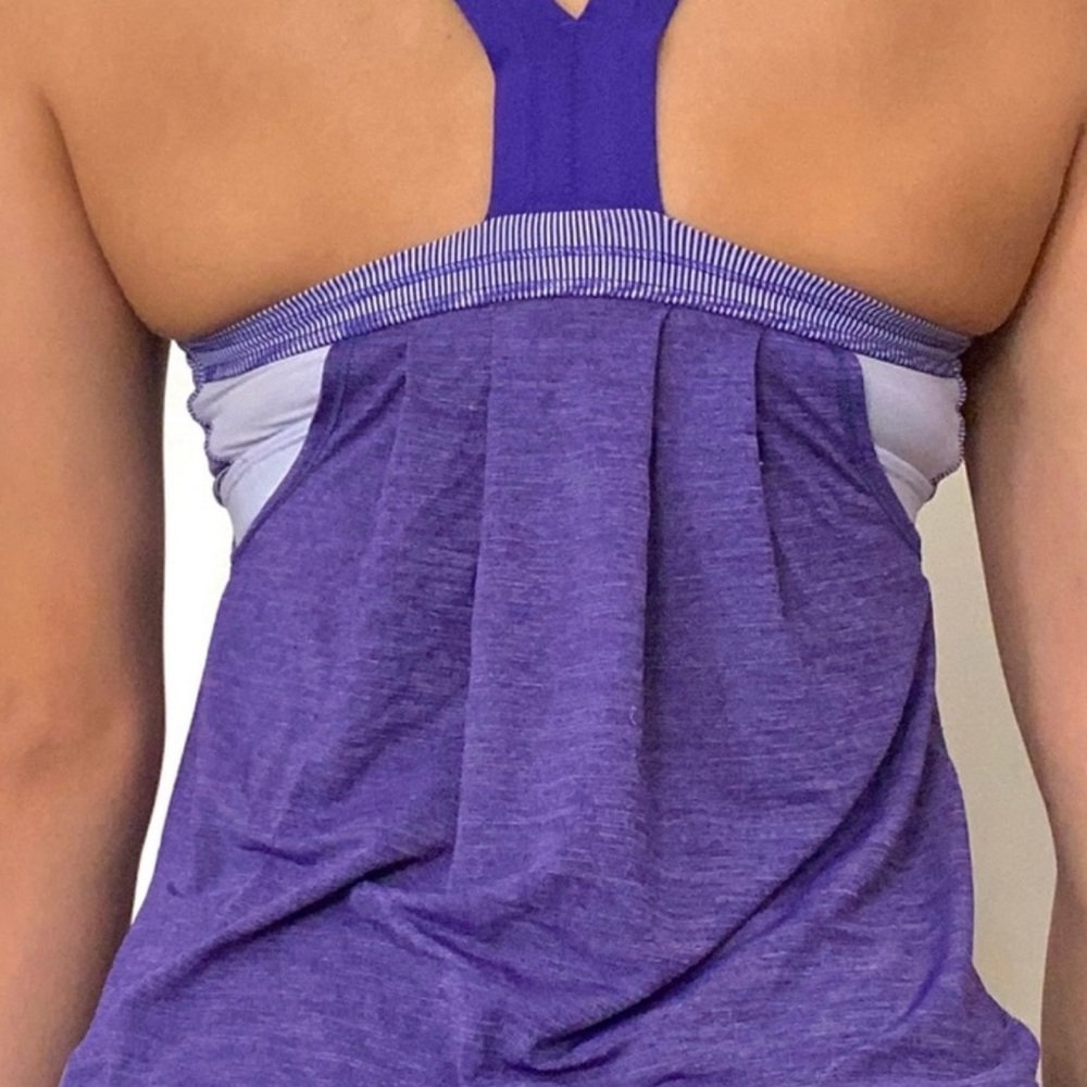 Lululemon no limits purple bra tank top size 4 cinch waist yoga workout tank top